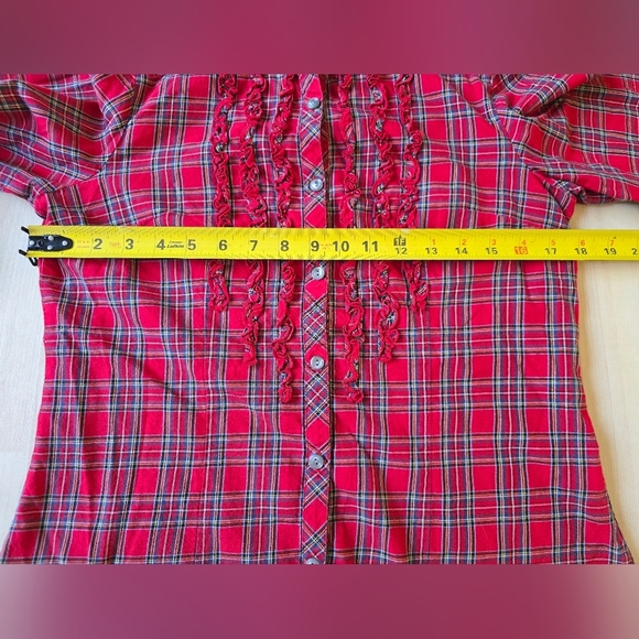 Pendleton Tartan Plaid Ruffled Button Up Size Small - Picture 9 of 11